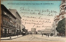 Mt Clemens Michigan Main Street Court House Square Antique Postcard 1909 picture
