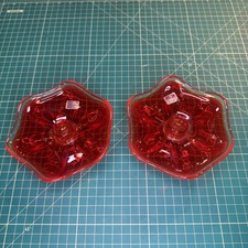 Two Viking Glass Persimmon Orange Amberina 6 Petal Candle Holders 6” With Label picture
