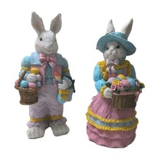 Cottontail Trails Vintage Easter Bunnies With Boxes, Spring Figurines picture