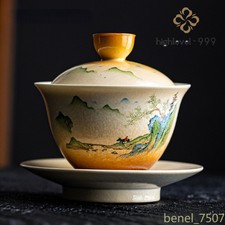120ml Chinese Retro Ceramic Gaiwan Teacup Travel Portable Tea Tureen Handmade picture