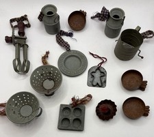Primitive Country Ornaments Kitchen Utensils Lot of 13 Small Farmhouse Rustic picture
