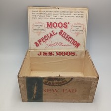 Antique J&B Moos Cigar Box Empty Wood Early 1900s Original Chicago - Merrill WI picture