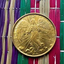 Vintage rare double sided Guardian Angel coin/gold religious prayer coin picture