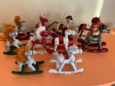 You Choose Vintage Enesco /Taiwan Wooden Rocking Horse Christmas Ornament 3.25