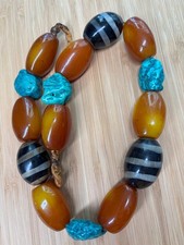 Trade Beads Vintage Fancy Copal Amber Resin X-LRG Beads picture