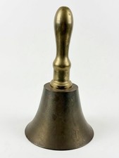 Vintage Heavy Solid Brass Hand Bell Schoolhouse Dinner Teacher Bell 2 Lbs picture