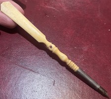 Victorian Carved Dip Pen Page Turner + Stanhope Viewer hole , with vintage nibs  picture