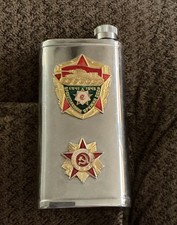 Soviet CCCP logo Russian Tank flask, stainless steel Military 1941 1945 Red Army picture