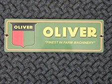 LARGE VINTAGE OLIVER 'FINEST IN FARM MACHINERY' FARM EQUIPMENT PORCELAIN SIGN  picture