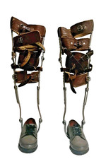 Vintage 1930s-40s Child's Polio Leg Braces w/ Leather Straps Halloween Costume  picture