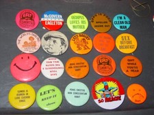HIPPIE ERA VINTAGE 1960's & 1970's 1.5 INCH BUTTON COLLECTION LOT of 20 NICE #20 picture