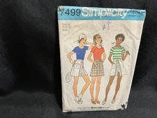 Vintage Simplicity 7499 Tennis Top & Pantskirt Size 14 Bust 36” CUT picture