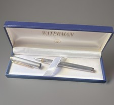 VTG Waterman Gentleman Sterling Silver Rollerball Pen Fluted Gold Plated Trim picture