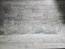 Vintage 1995 McDonalds Batman Forever Embossed Glass Set of 4 Clear Cups Mugs DC picture