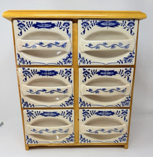 Vintage Dutch Delft Blue Onion Spice Drawer Set 6 Drawer Rack *READ* picture