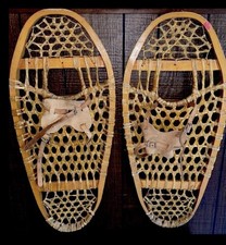 Antique pair  Bentwood gut snow shoes wood snowshoes picture