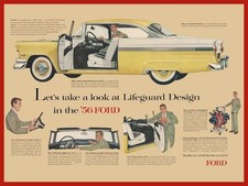 1956 Ford Fairlane Victoria in Yellow & White New Metal Sign: 12x16