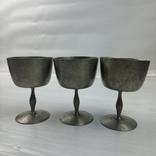 Set of 3 Vintage Pewtersmiths Studio Ltd Pewter Goblets Canadian Handcrafted picture
