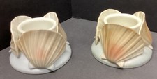 Two vintage ceramic scallop shell Votive tea light candle holders Japan picture