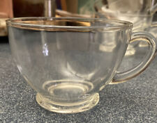 Set of 3 Vintage Clear Glass C Handle Punch or Snack Set Cups picture