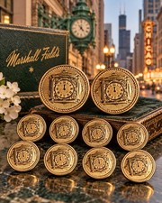 Vintage Marshall Field’s Gold Tone Clock Face Buttons Set of 10 Crafts Replace picture