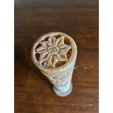 Soapstone Incense Burner Tower Home Decor Tan Carved Elephant Floral picture