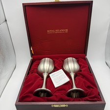 2 GOTHCORE ROYAL SELANGOR 1885 FINE PEWTER WINE GLASSES/GOBLETS BOXED FAIRYCORE picture
