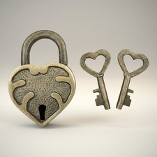 Solid Brass Heart Lock with Heart Keys picture
