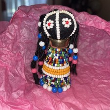 Vintage Handmade Beaded Ndebele African Folk Art Cloth Small Doll 3