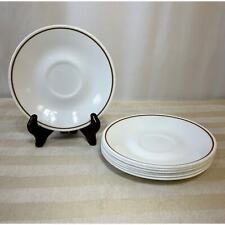 CORELLE Corning Normandy Saucer Plate White Brown Rim Discontinued 6” Lot of 7 picture