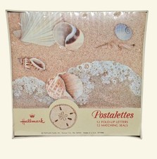 NOS Vintage Hallmark Postalettes Beach Seashells Letter Cards and Seals - Sealed picture