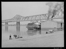 Photo:Louisville Kentucky 1940s Ohio River Bridge Steamboat Riverfront FSA picture