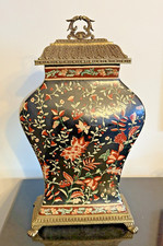 VINTAGE CASTILIAN CHINOISERIE/ HOLLYWOOD REGENCY HAND-PAINTED PORCELAIN URN picture