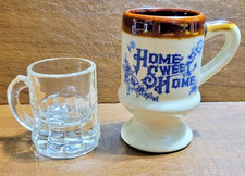 Two Vintage Miniature Cups Home Sweet Home And Clear Glass picture