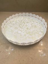 Antique White and Gold Metal Vanity Tray picture