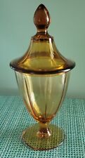 Cambridge Glass #95 Plainware Tall Covered Amber Jar 1920s picture