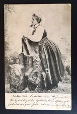 Antique PC Victorian Era Lovely Lady Posing on Rock 1907-1908 picture