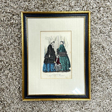 Antique 1849 Victorian German Fashion Plate Framed Mickelson's Gallery Print picture