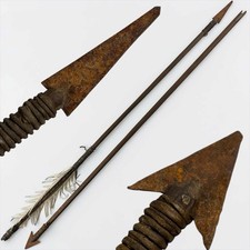 2 Antique Native American Plains Indian Arrow Weapon Metal Trade Point Tip picture