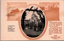 Mission Inn Riverside CA Campanile Christmas New Year Greetings Postcard c1910s picture