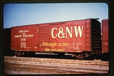 Duplicate Slide of Chicago and North Western Railway CNW Railroad Box Car 7577 picture