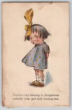Little Girl Big Bow Bragging About Kissing Twelvetrees Humor Postcard 1921 No 26 picture
