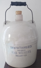 Vintage Andrew Forbes & Co. Wholesale Fine Whiskies Philadelphia Stoneware Jug picture