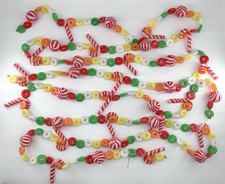 VTG Blow Mold Candy Garland Candy Cane Lifesaver 2 X 9 Ft =18 FT Total Christmas picture