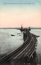 Port Harford California Wharf San Luis Obispo Train Depot Railroad Postcard K26 picture