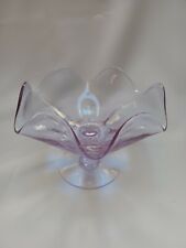 Amethyst Vintage Art Depression Glass Candy/Compot Dish Footed Bowl Ruffled  picture