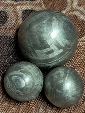Set of Three Muonionalusta Meteorite Spheres 14 grams 4.5 billion years old picture
