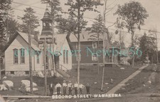 Cranberry Lake NY - SECOND STREET AT WANAKENA - RPPC Postcard Adirondacks picture