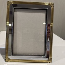 Vtg 5x7 Frame Hollywood Regency Brass And Chrome Fan Corners Art Deco picture