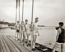 1913 YALE VARSITY ROWERS AT BOAT HOUSE  8.5x11 PHOTO picture